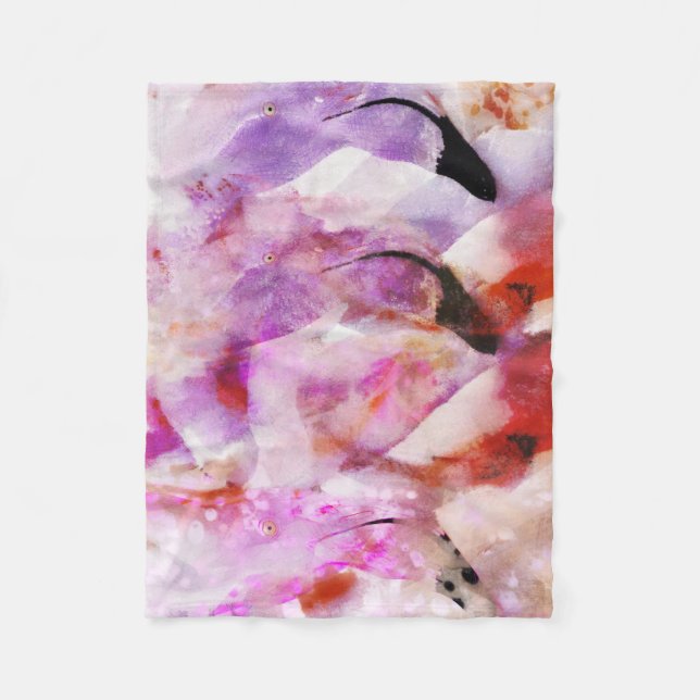 Three Flamingos Fleece Blanket (Front)