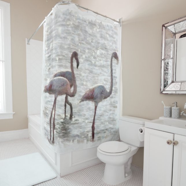Three Flamingos Watercolor (In Situ)
