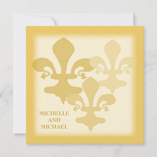 Three Fleur de Lis Golden Impressions Invitation (Front)