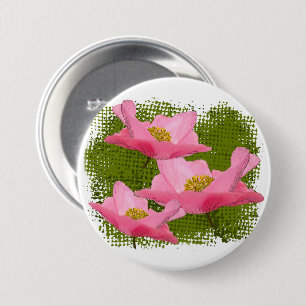 Three Floating Pretty Pink Poppies Photographs 3 Inch Round Button