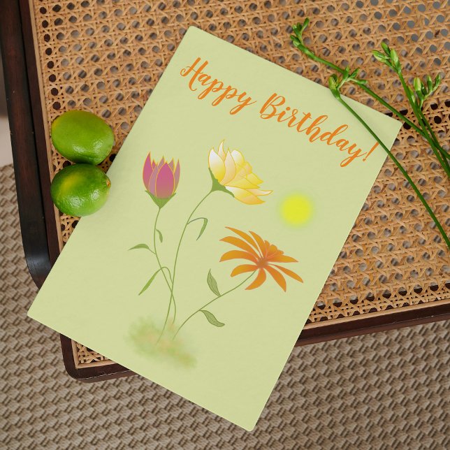 Three Flowers in the Sun - Birthday transparent. Card (Creator Uploaded)