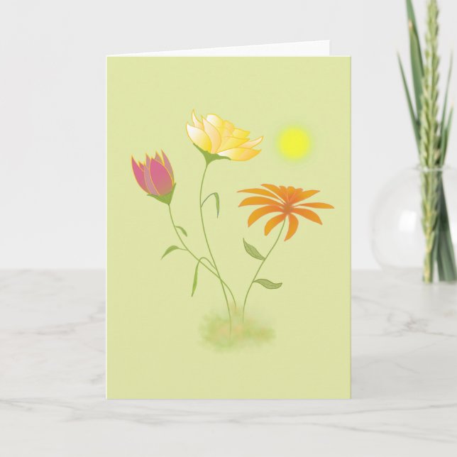 Three Flowers in the Sun - transparent.  Card (Front)