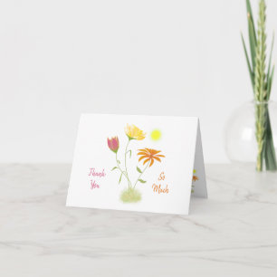 Three Flowers in the Sun - transparent on white. Thank You Card