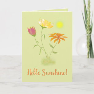 Three Flowers in the Sun - transparent + text. Card