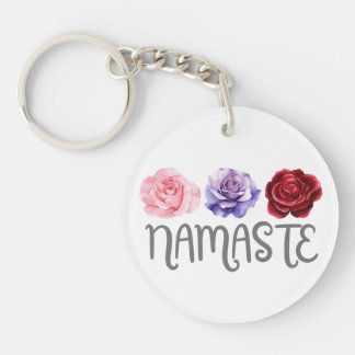 Three Flowers Namaste Keychain