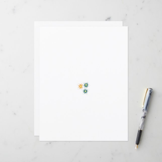 three flowers with green and orange petals (Front/Back In Situ)