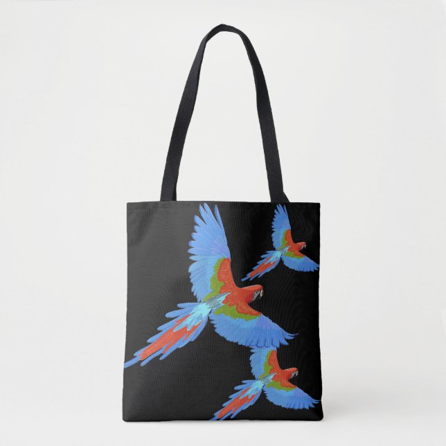 Three Flying Macaws Tote Bag (Front)