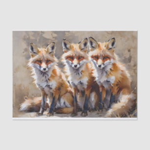 Three Foxes Decoupage Tissue Paper