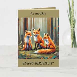 Three Foxes in the forest Birthday Card