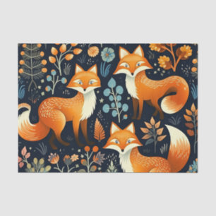 Three Foxes Woodland Pattern Decoupage Paper