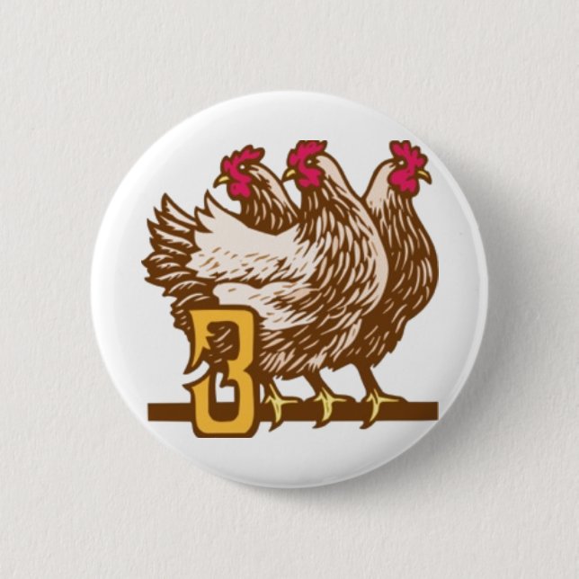 Three French Hens 2 Inch Round Button (Front)