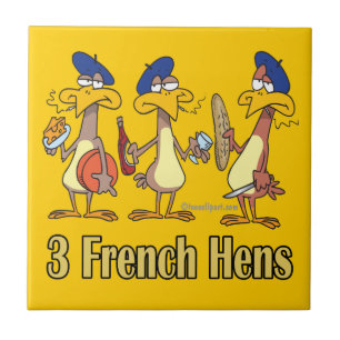 three french hens 3rd third day of christmas tile