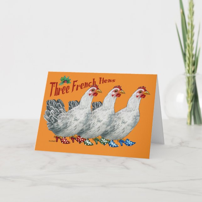 Three French Hens Christmas Card (Front)