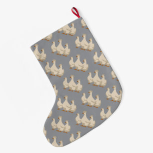 Three French Hens Cut-Out Stencil-Style 3 Large Christmas Stocking