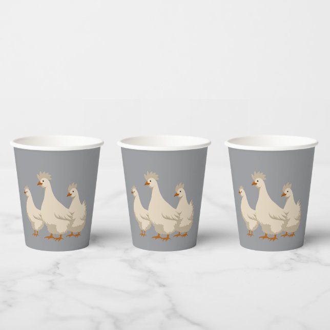 Three French Hens Cut-Out Stencil-Style 3 Paper Cups (Multi)