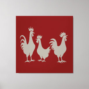 Three French Hens Cut-Out Stencil-Style 5 Canvas Print
