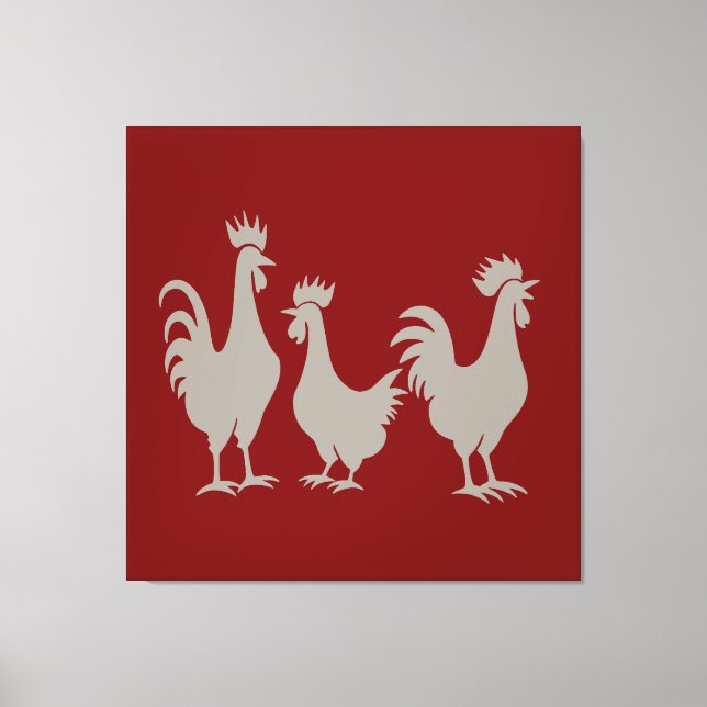 Three French Hens Cut-Out Stencil-Style 5 Canvas Print (Front)