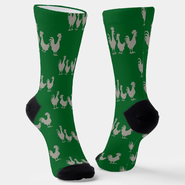 Three French Hens Cut-Out Stencil-Style 5 Socks (Angled)