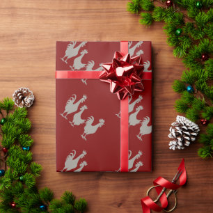 Three French Hens Cut-Out Stencil-Style 5 Wrapping Paper