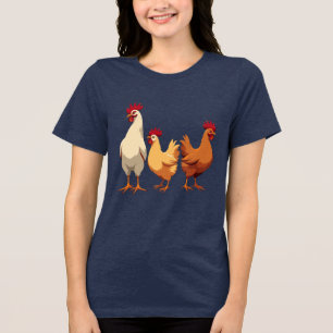 Three French Hens Cut-Out Stencil-Style Tri-Blend Shirt