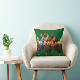 Three French Hens Faith Hope Charity Cut Out v2 Throw Pillow
