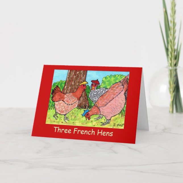 Three French Hens Holiday Card (Front)