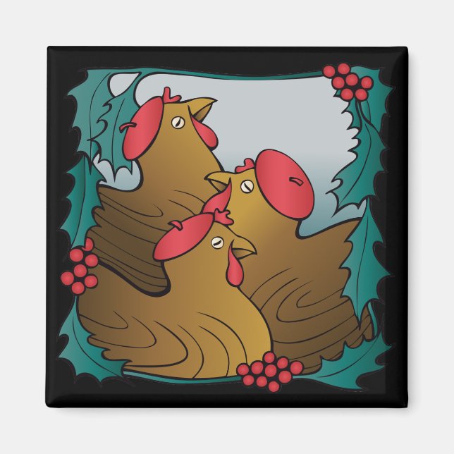 Three French Hens Magnet (Front)