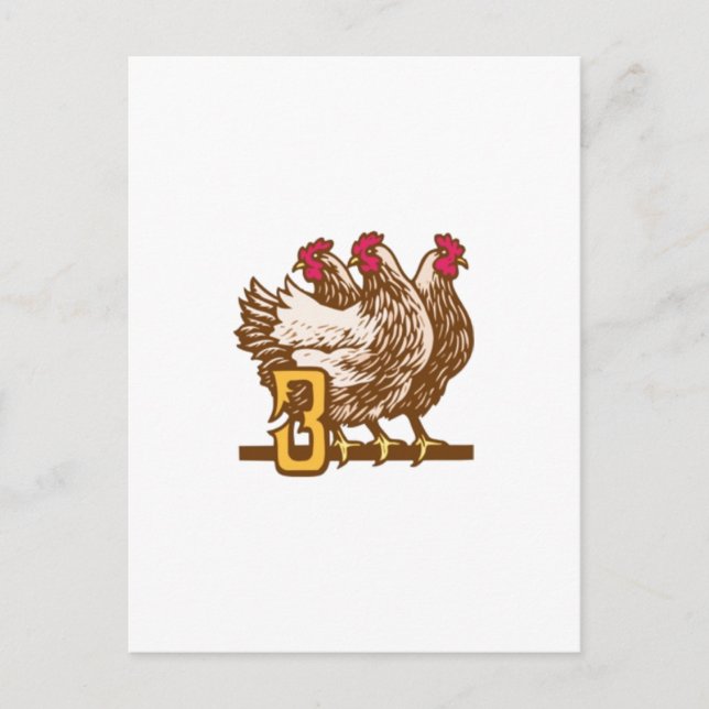 Three French Hens Postcard (Front)