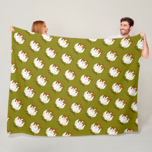 Three French Hens Retro Mid-Century Cut-Out 1 Fleece Blanket