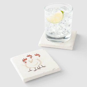 Three French Hens Retro Mid-Century Cut-Out 1 Stone Coaster