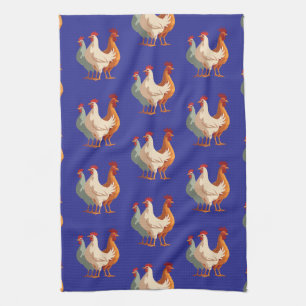 Three French Hens Retro Mid-Century Cut-Out 6 Kitchen Towel