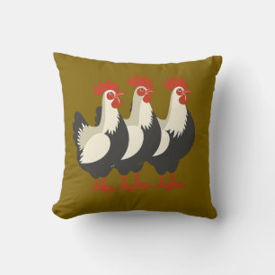 Three French Hens Retro Mid-Century Cut-Out 7 Throw Pillow
