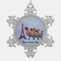 Three French Hens Snowflake Ornament