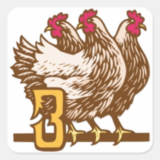 Three French Hens Square Sticker