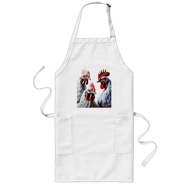 Three-French-Hens White-Feathered Long Apron (Front)