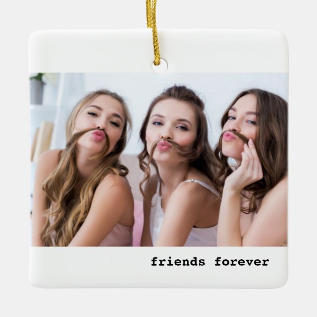 Three Friends Forever Photo Minimalist  Ceramic Ornament (Front)