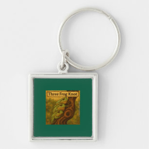 Three Frog Knot – Whimsical Amphibian Wordplay Art Keychain