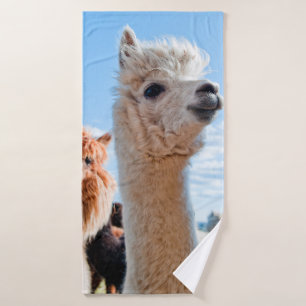 Three Funny Alpacas Bath Towel