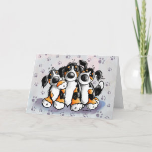 Three Funny Bernese Mountain Dogs Greeting Card
