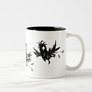 Three Funny Black Crows Two-Tone Coffee Mug