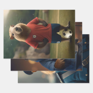 Three Funny Capybara Images,  Wrapping Paper Sheet