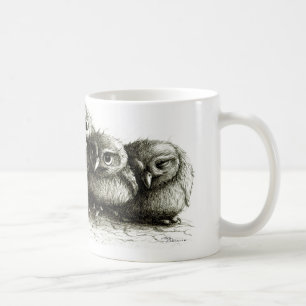 Three Funny Cute Owls Coffee Mug