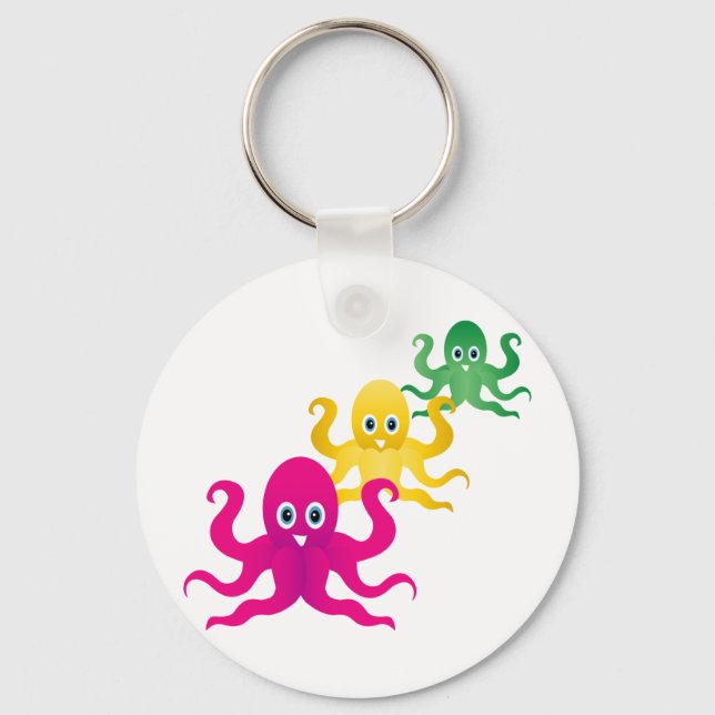 Three funny octopies keychain (Front)