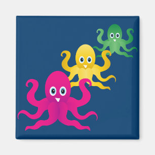 Three funny octopies magnet