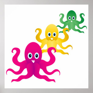 Three funny octopies poster