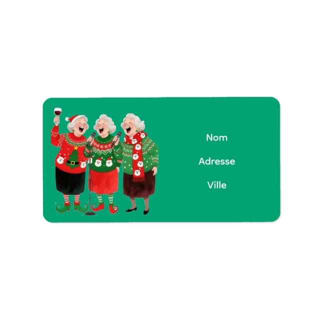 Three funny older women in festive Christmas sweat Label (Front)