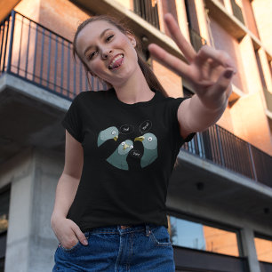 Three Funny Pigeons With Greetings T-Shirt