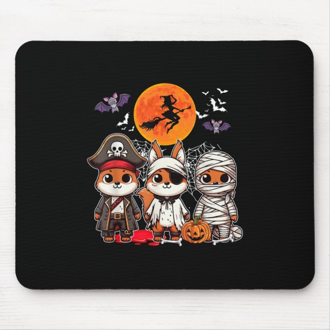 Three Funny Squirrels Costume Pirate Boo Mummy Hal Mouse Pad (Front)