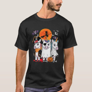 Three Funny Unicorns Costume Pirate Boo Mummy Hall T-Shirt