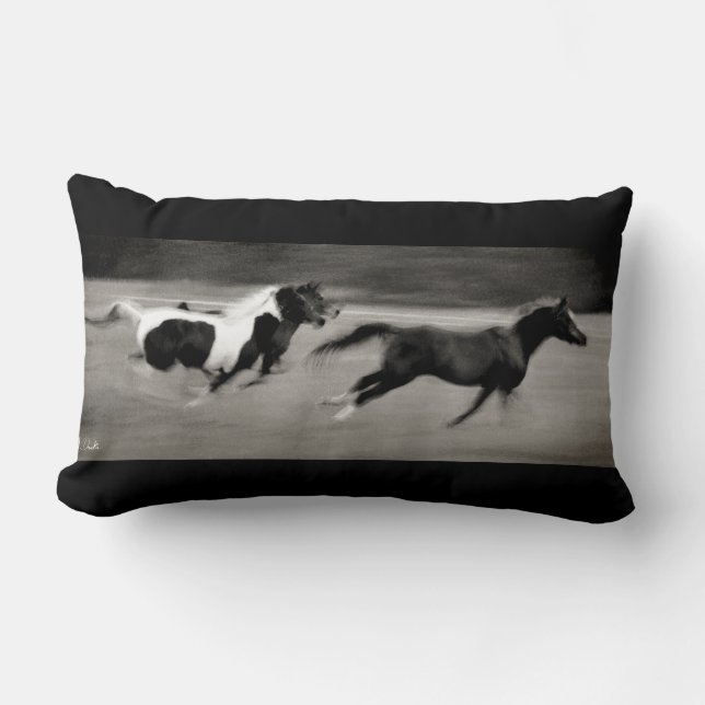 Three Galloping Horses Lumbar Pillow (Front)